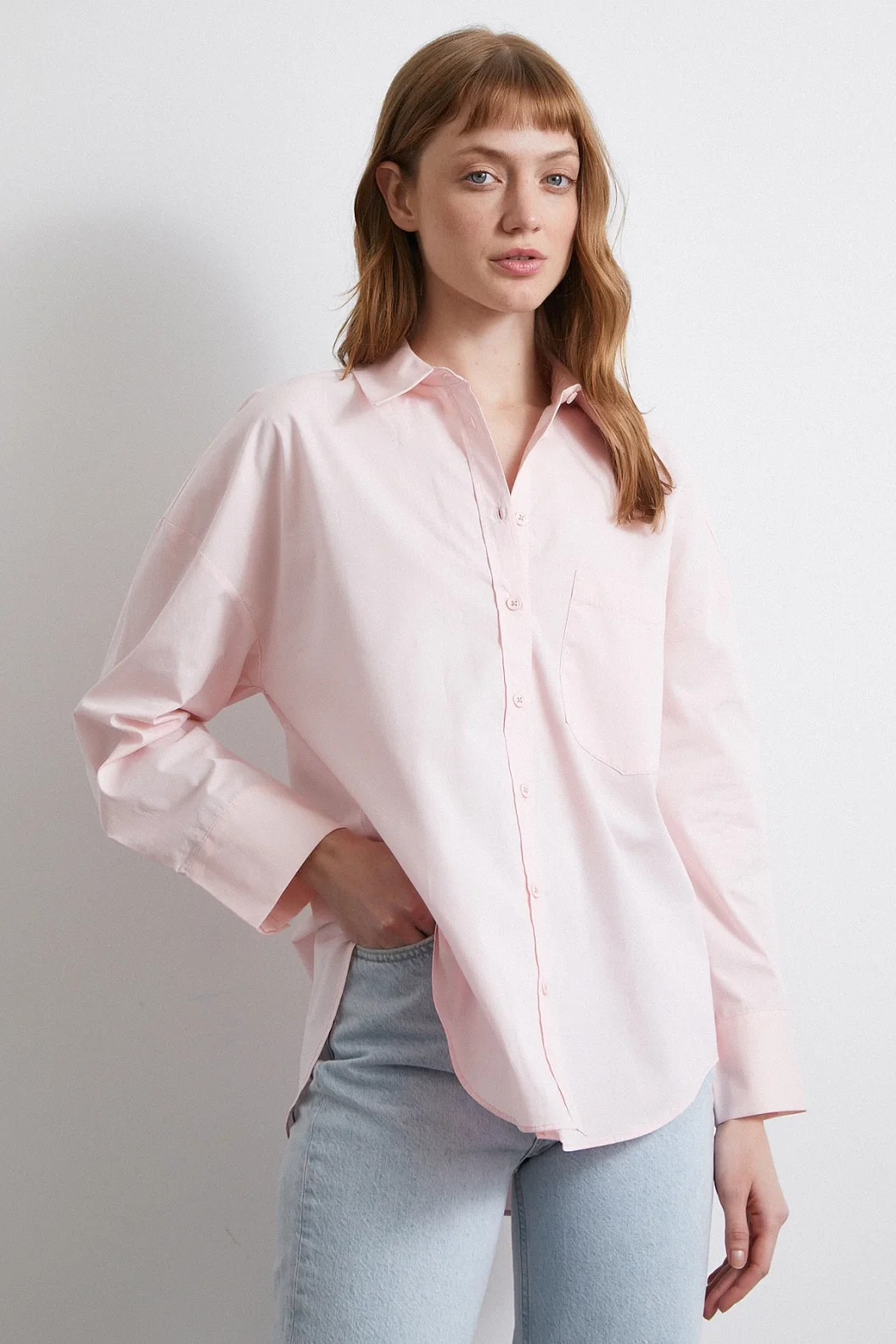 Oversize Cotton Shirt Pink
