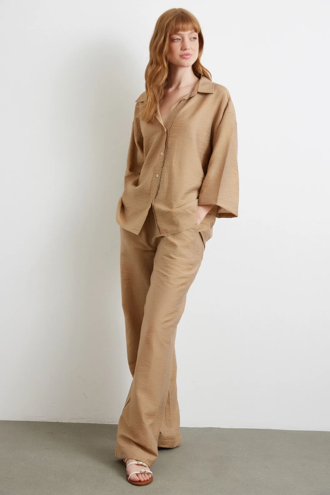 Arka Cepli Salaş Pantolon Kahve