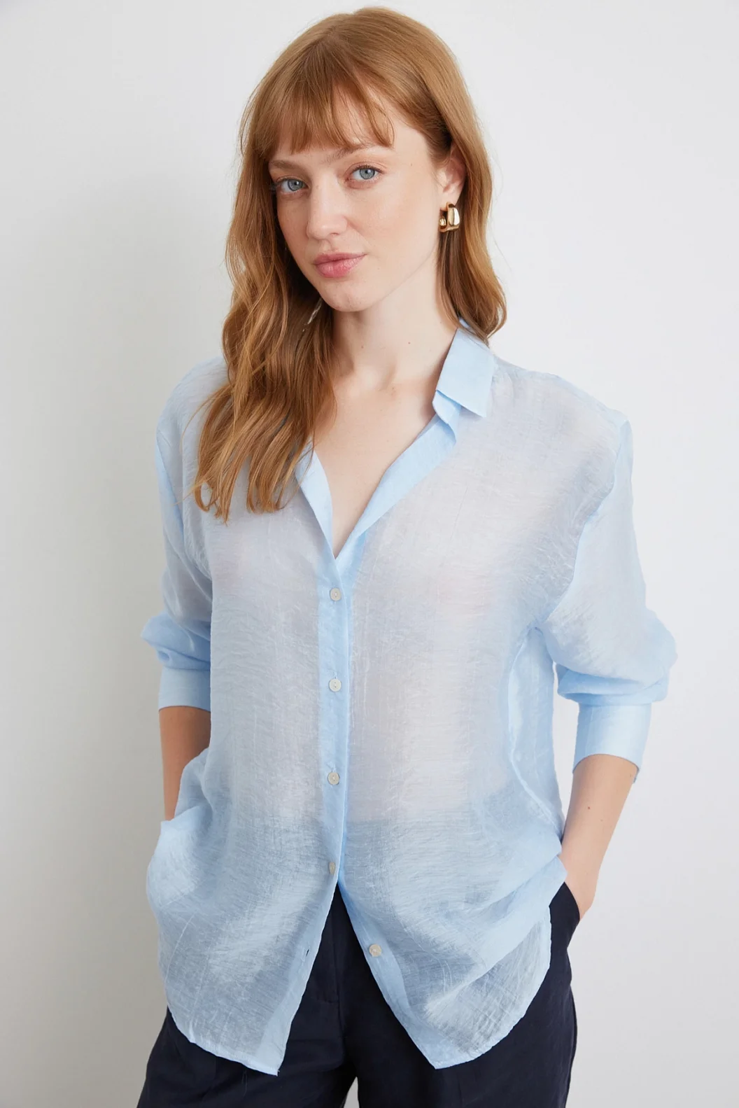 İnce Modal Gömlek Mavi