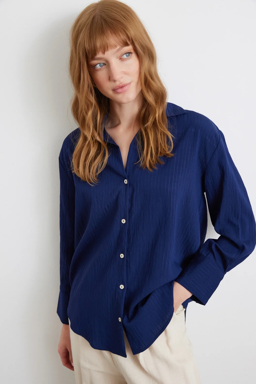 Parallel Striped Shirt Navy