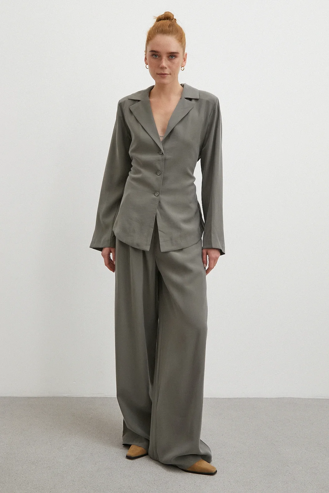 Gömlek Pantolon Modal Takım Haki