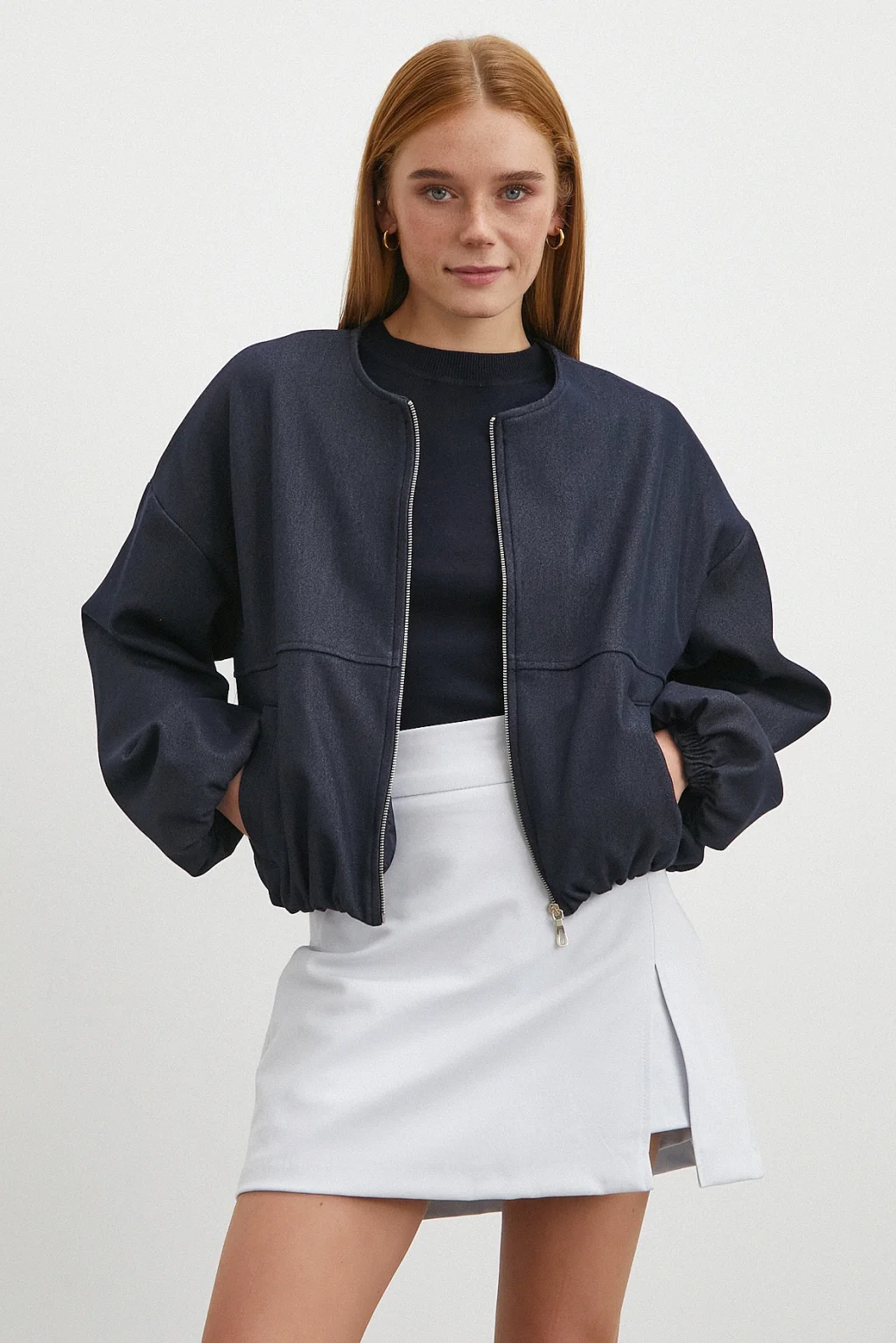 Yırtmaçlı Şort Etek Mavi