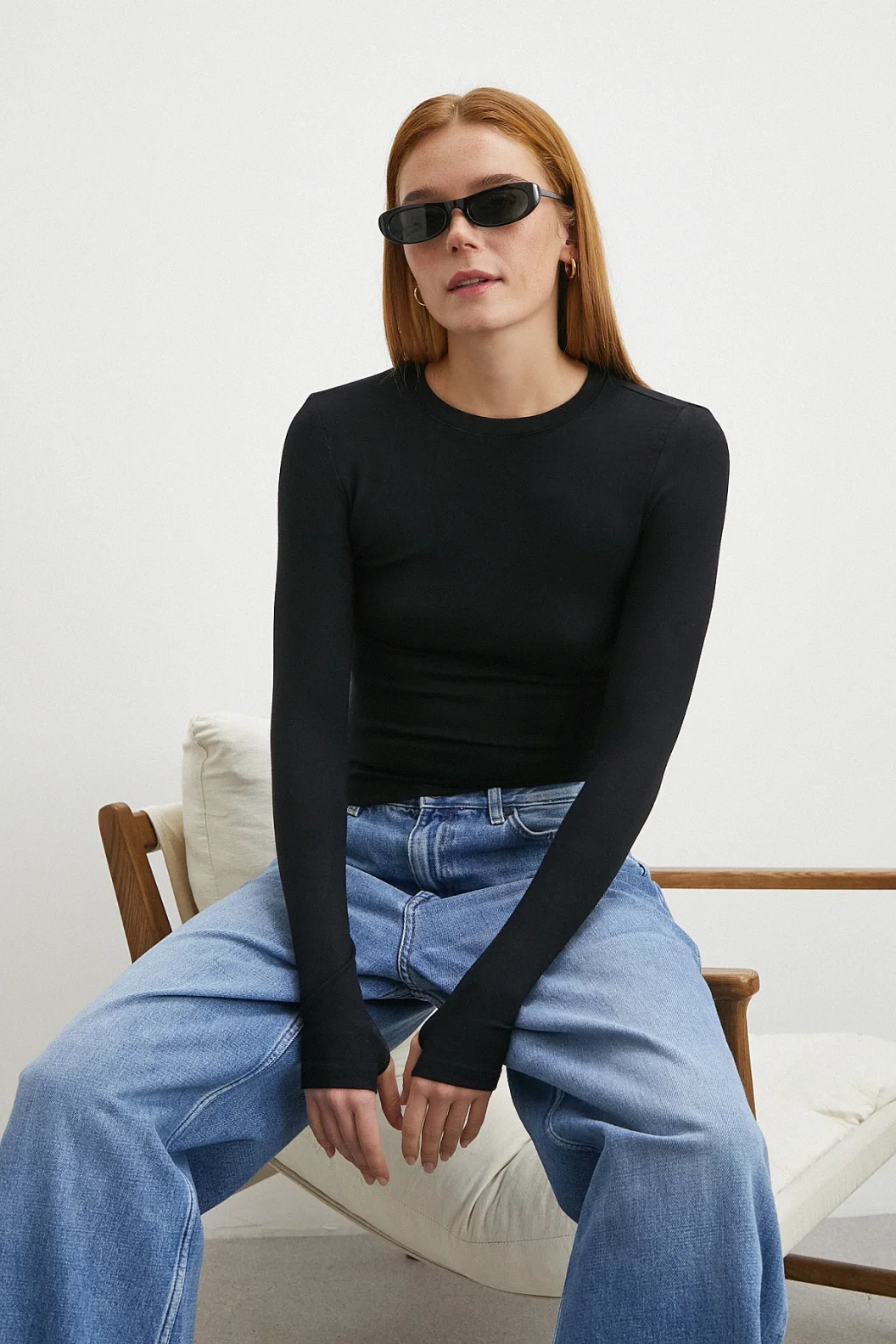 Kol Yırtmaçlı Bluz Siyah