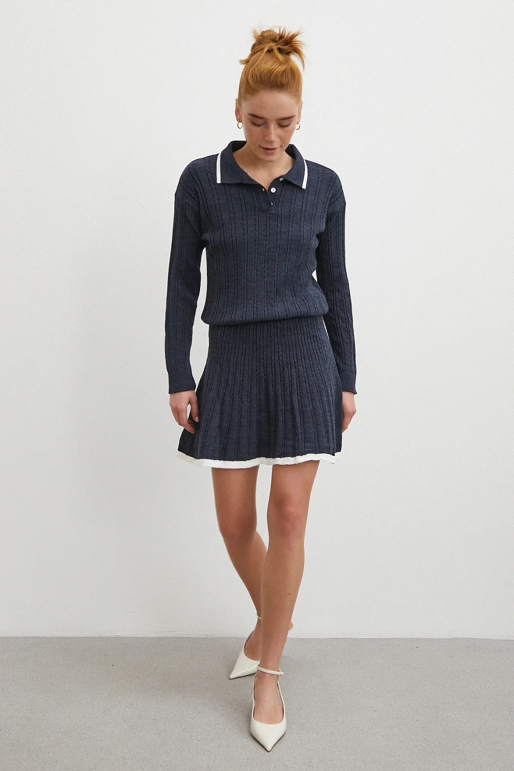 Polo Yaka Etekli Takım Lacivert