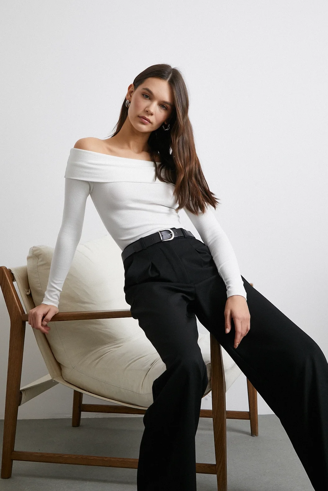 Off-The-Shoulder Bodysuit White