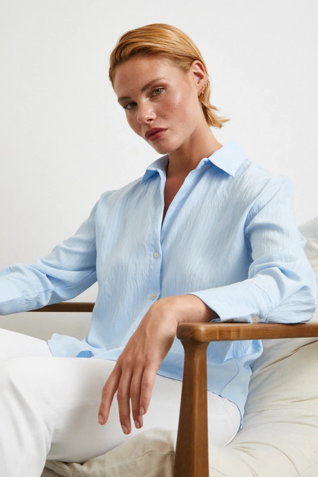 Paralel Çizgili Gömlek Mavi