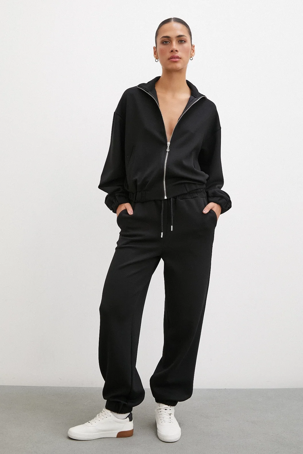 Elastische Taschen-Sporthose Schwarz