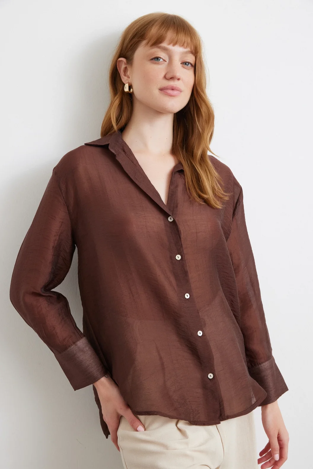 Feines Modalhemd in Braun