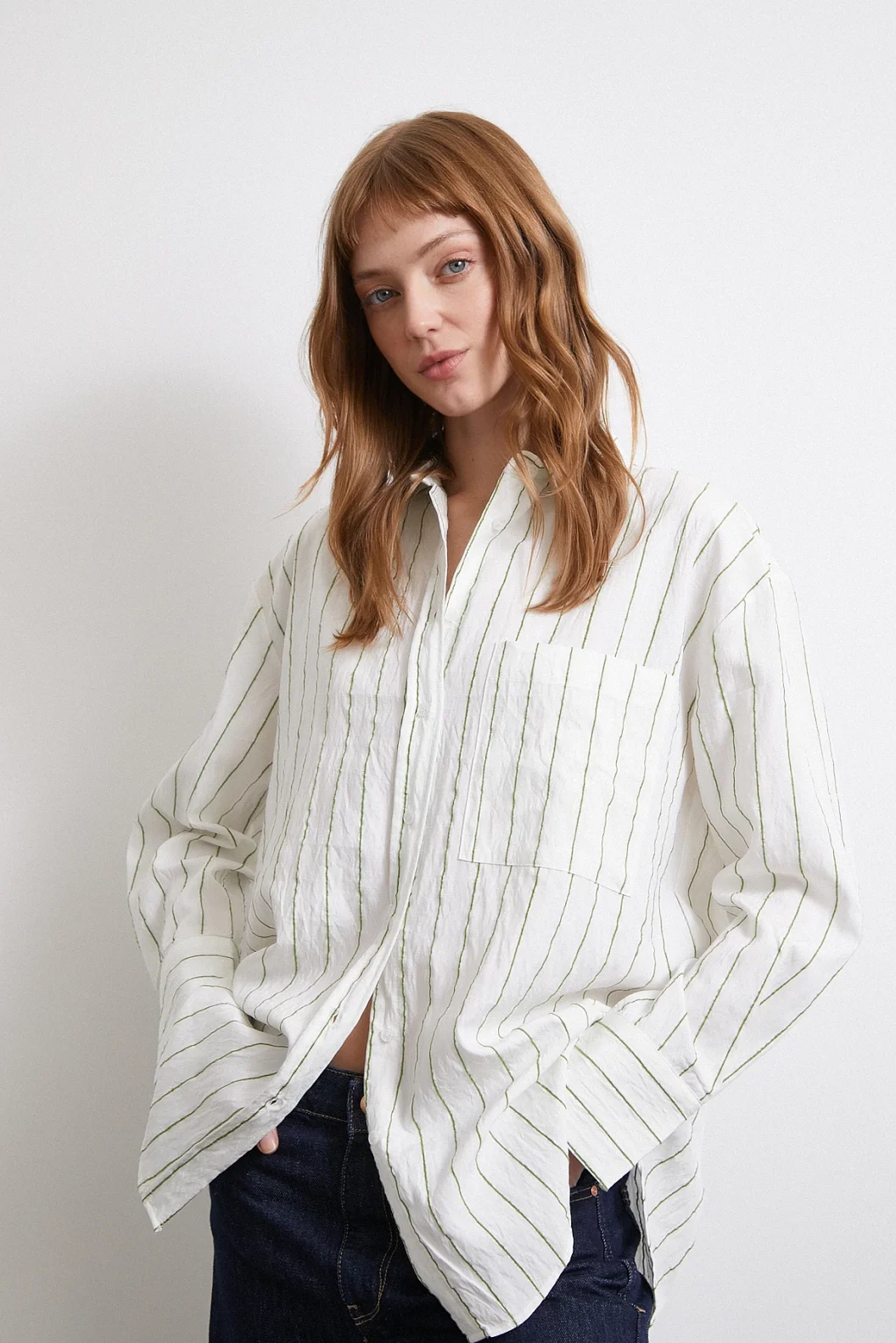 Gestreiftes Hemd in Khaki