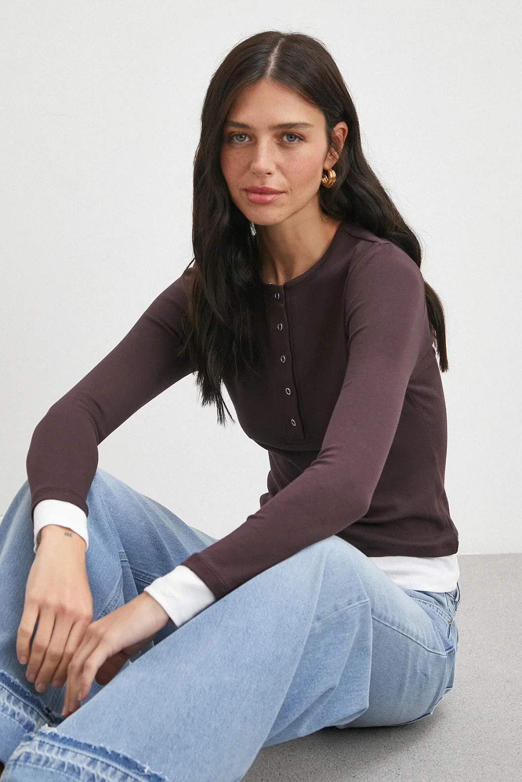 Garnili Çıtçıtlı Bluz Bordo