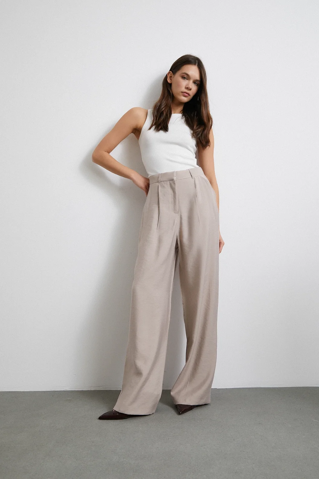 Modal Palazzo Pants Beige