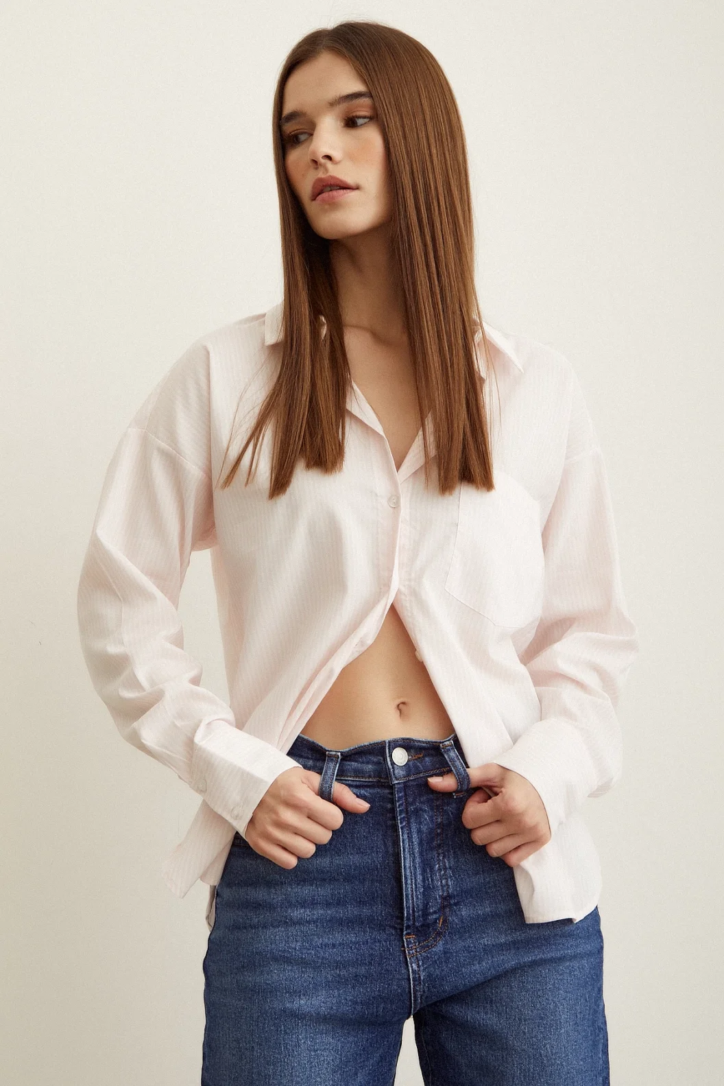 Gestreiftes Hemd Puder