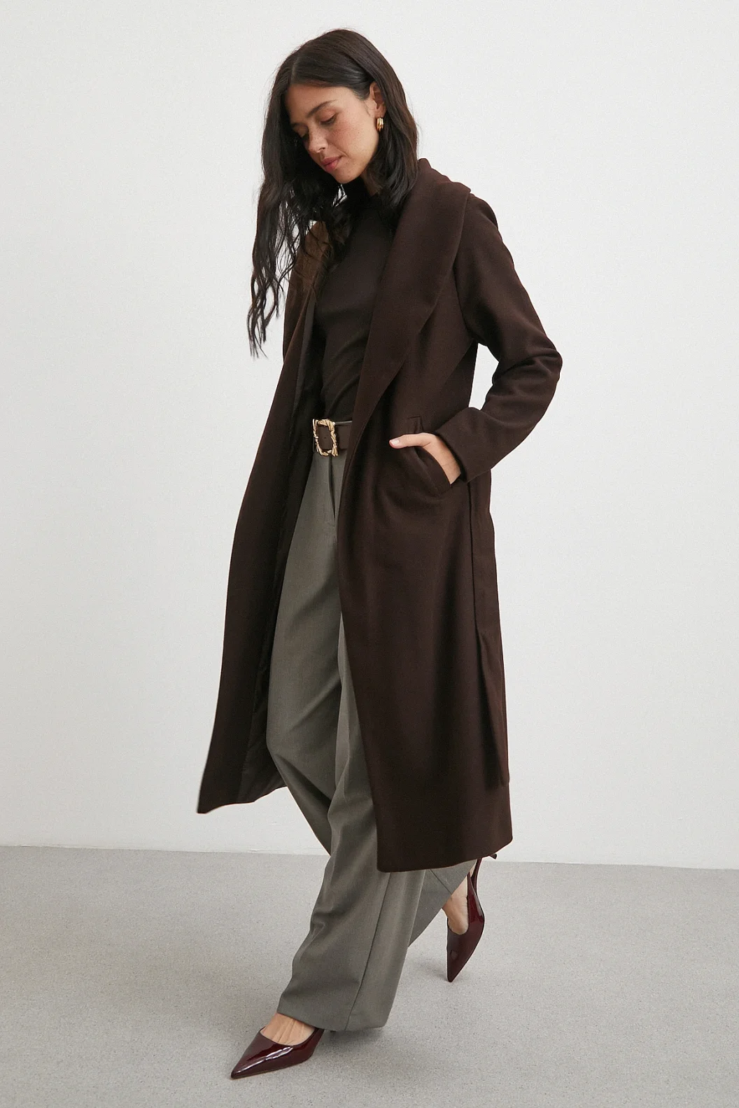 Kuşaklı Kaşe Kaban Kahve