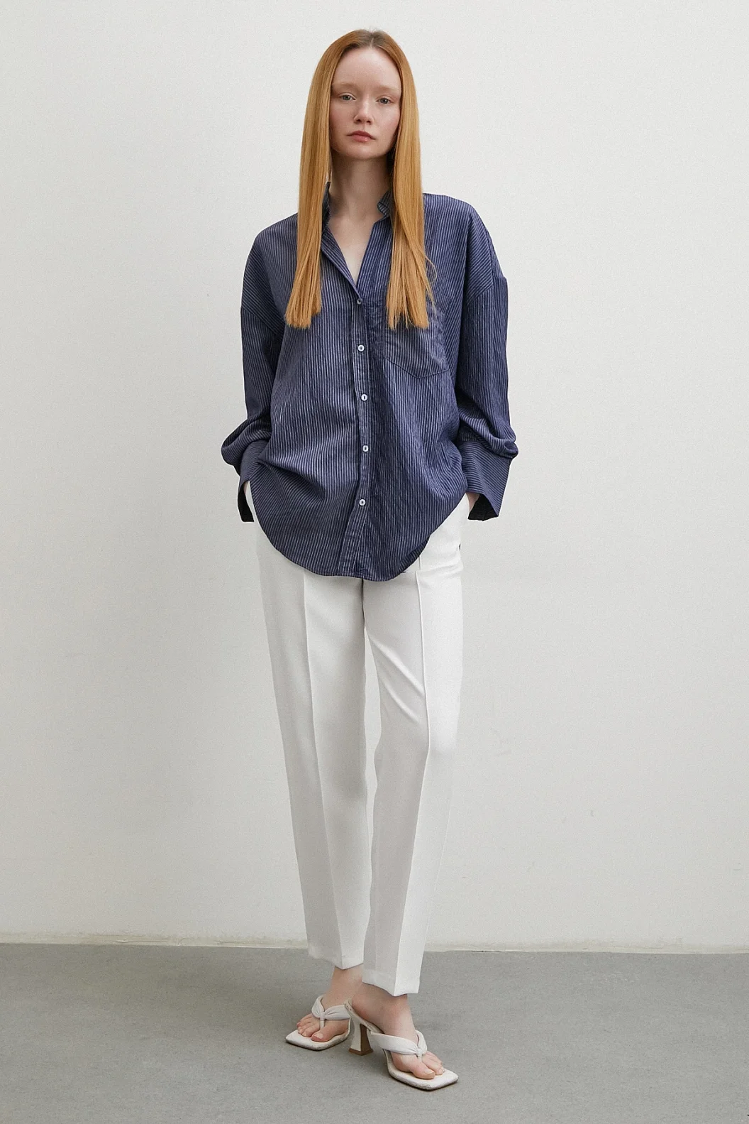 Handy Gestreiftes Hemd Marineblau