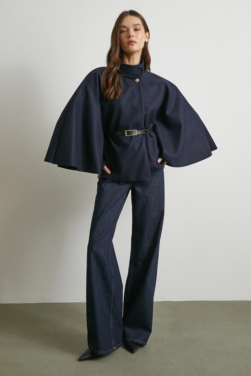 Kemerli Kaşe Panço Lacivert