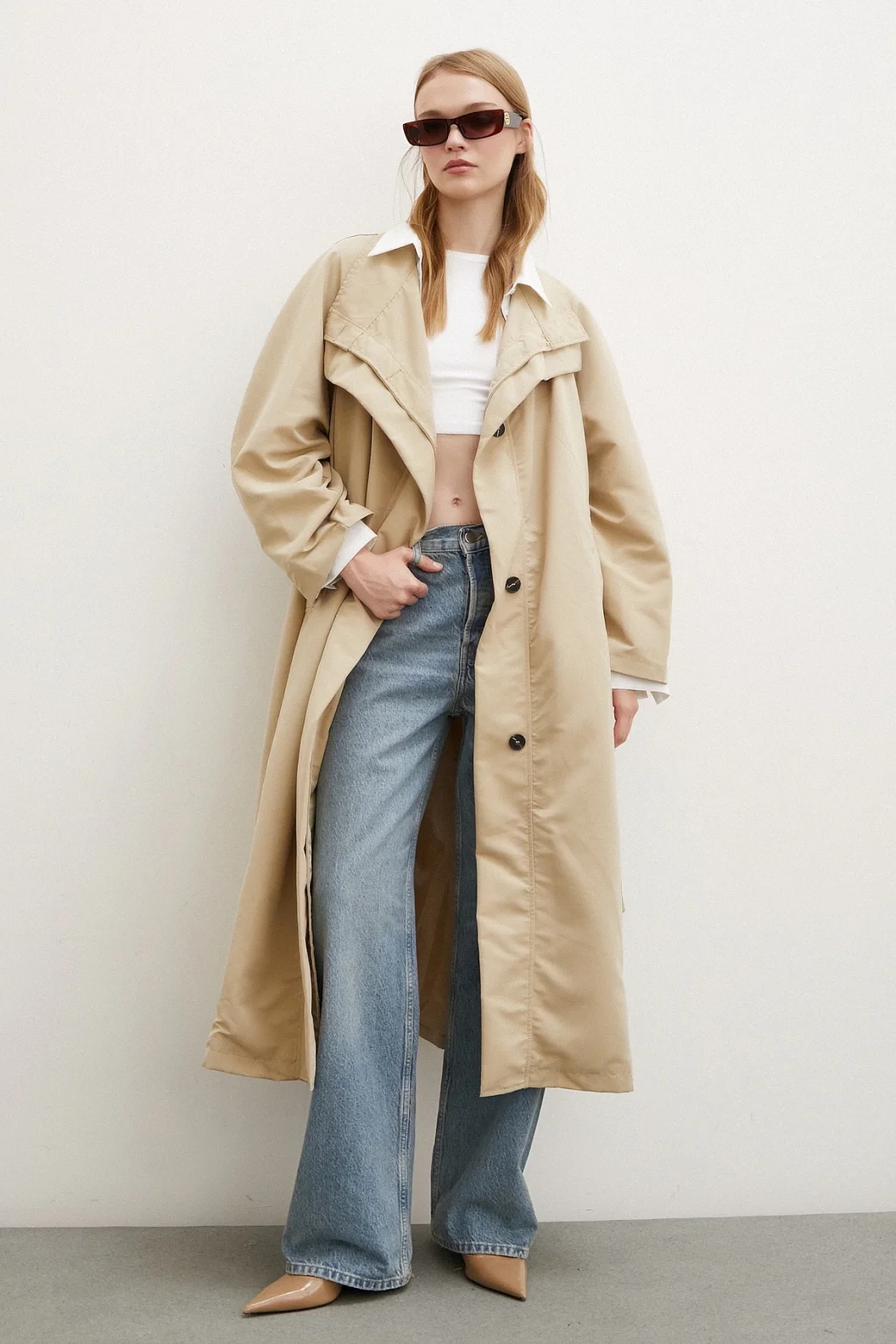 Trenchcoat mit Taschen Beige