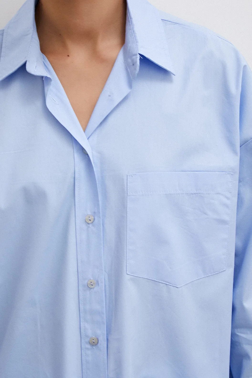 Single Pocket Oversized Shirt Blue