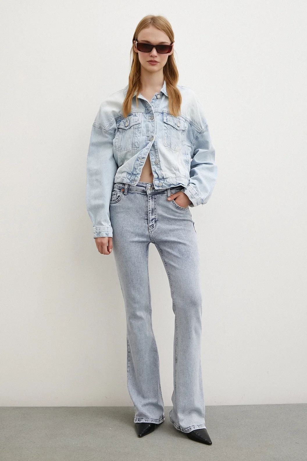 High Waist Wide Leg Jeans Ice Blue