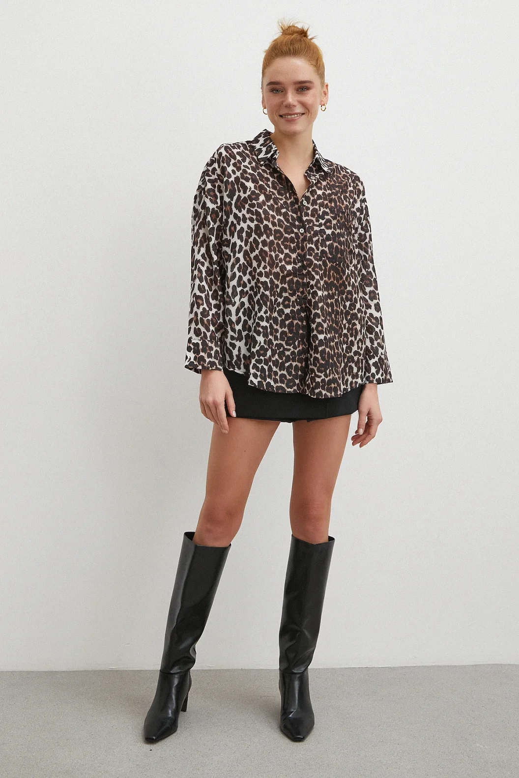 Leopard Print Shirt Black