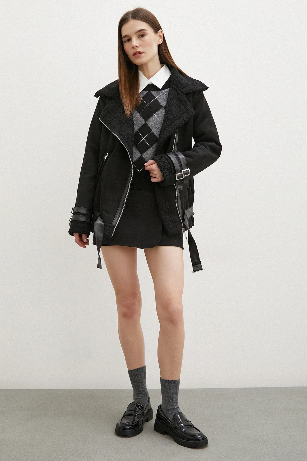Belted Suede Jacket Black