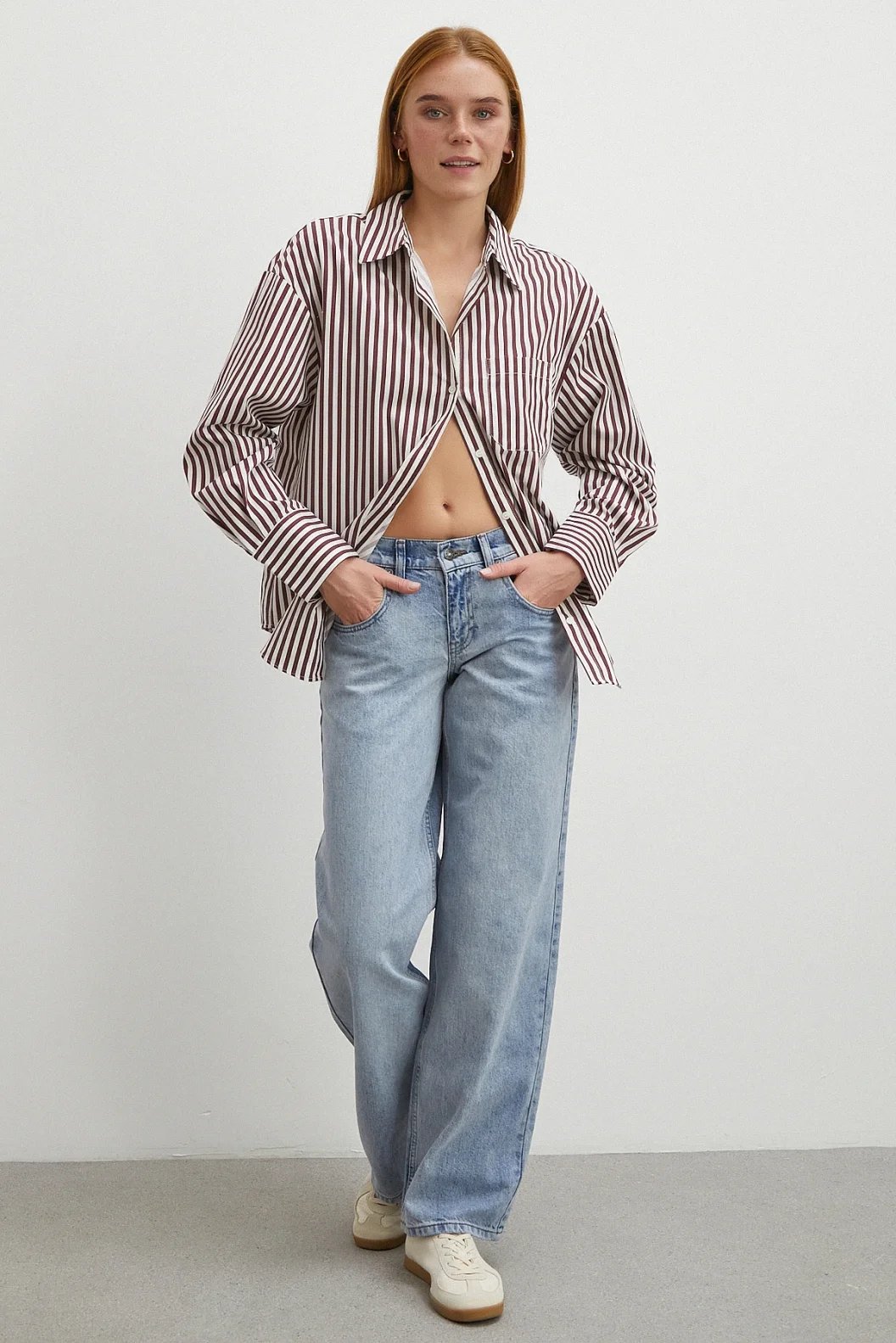 Düşük Bel Wide Leg Jean Mavi