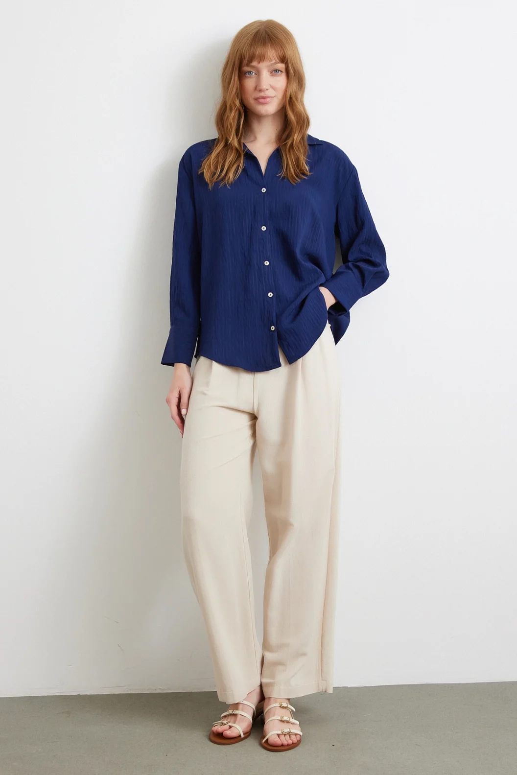 Parallel Striped Shirt Navy