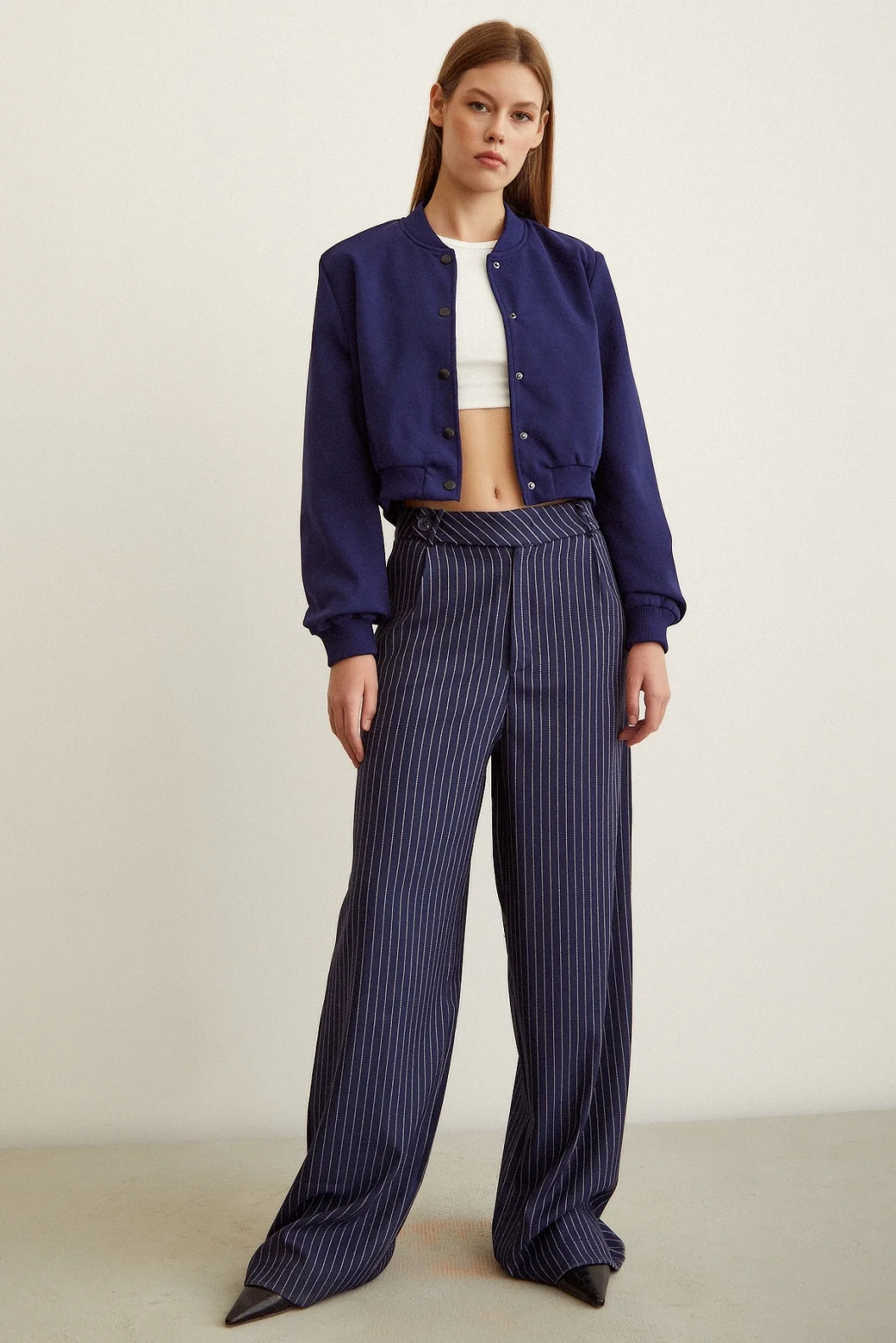 Gefütterte Raus Bügel Jacke Navy