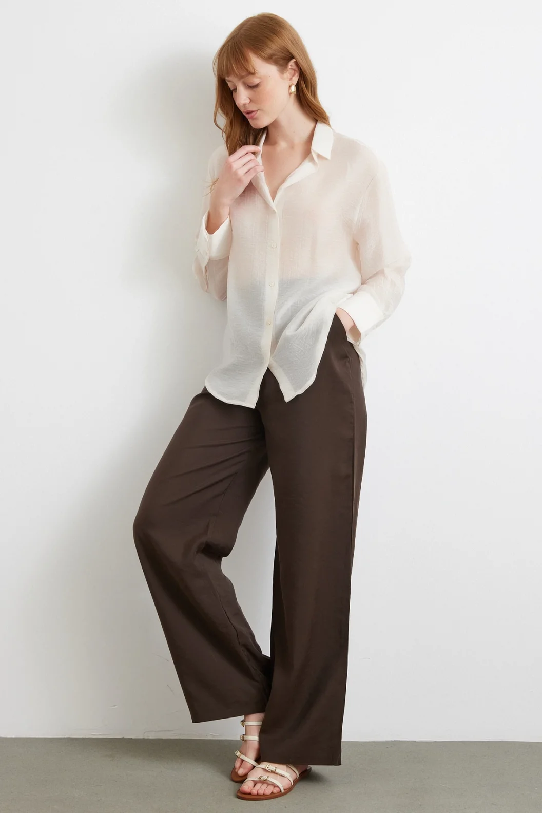 Feine Modalbluse in Ecru