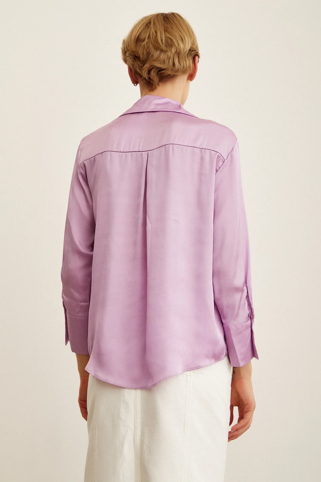Basic Satin Bluse Lila