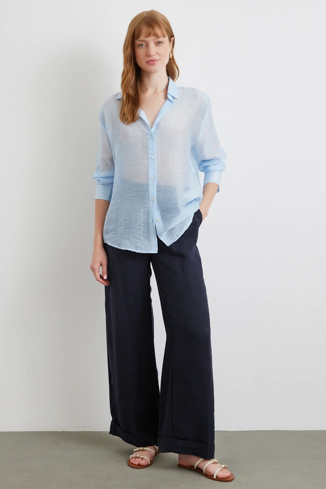 İnce Modal Gömlek Mavi