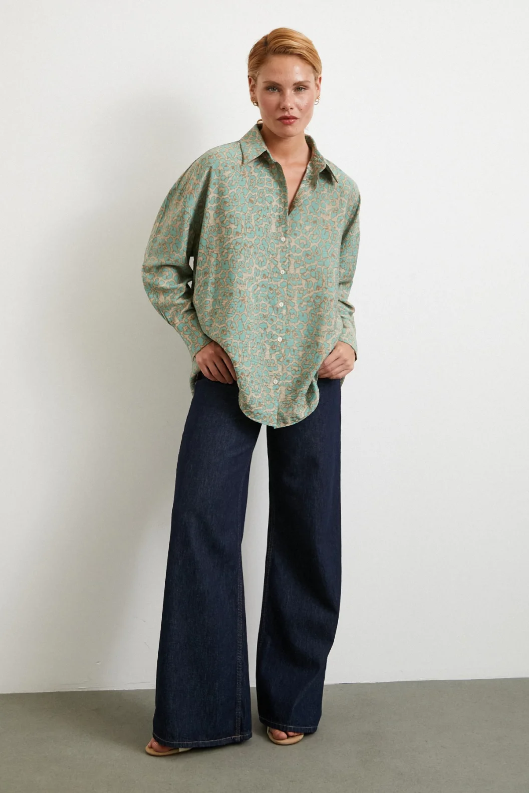 Leopar Desen Javanez Gömlek Fuşya