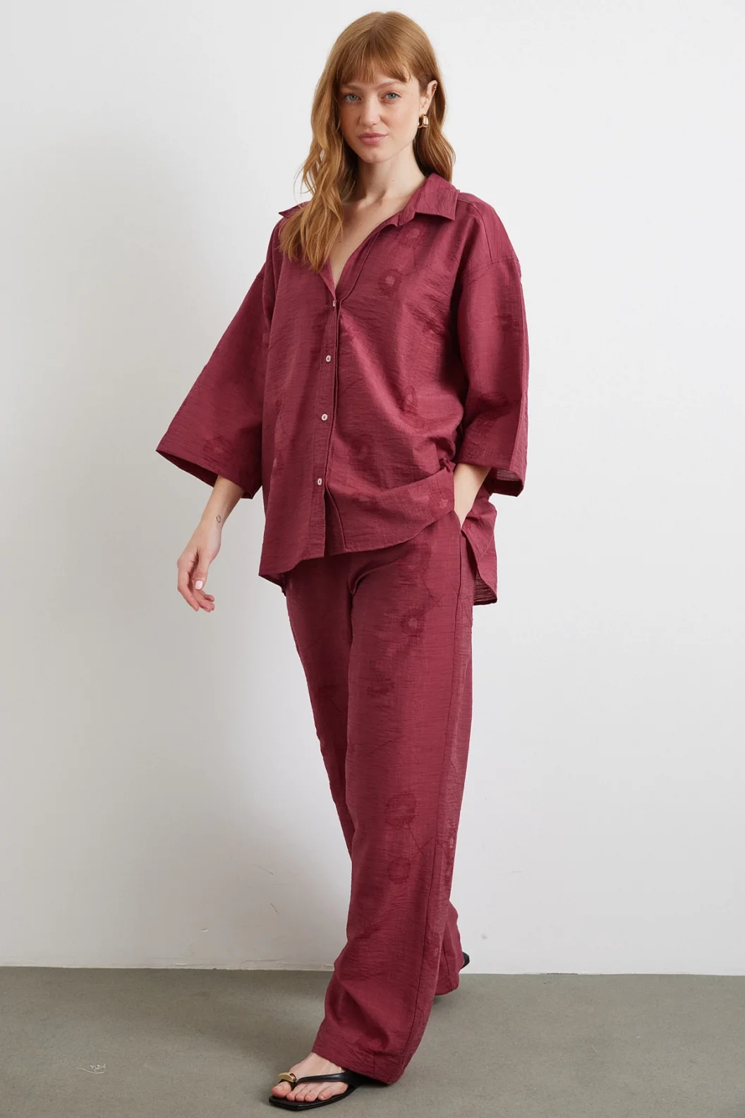 Arka Cepli Salaş Pantolon Bordo