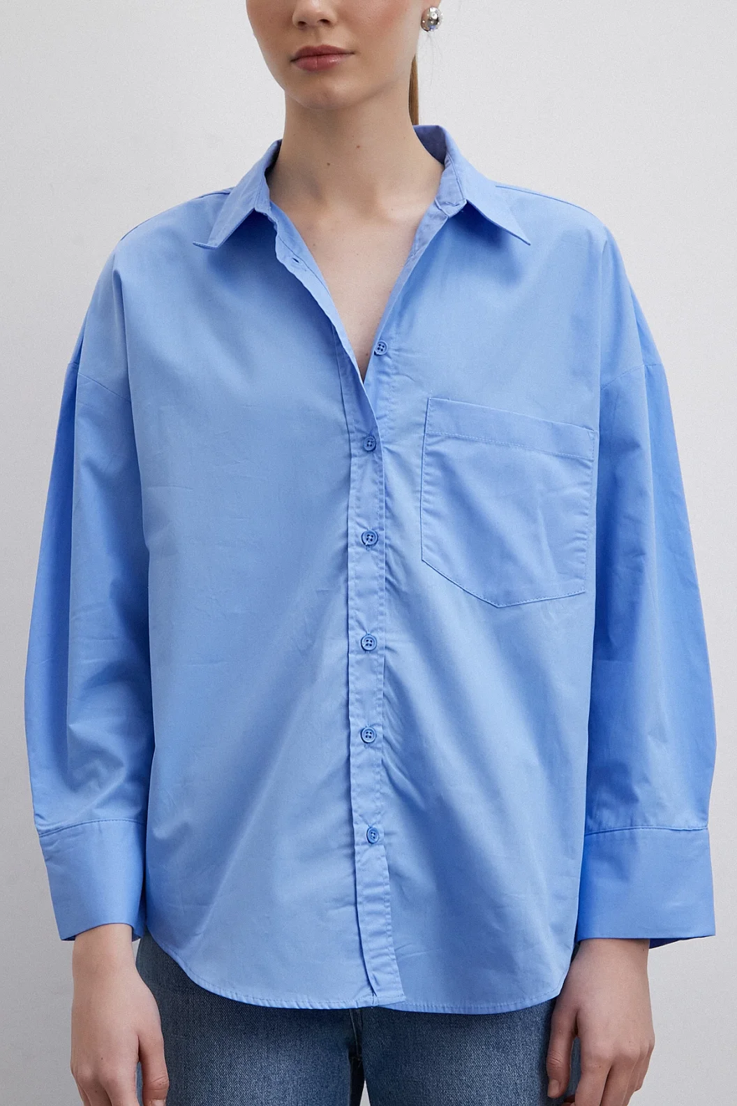 Oversized Cotton Shirt Blue