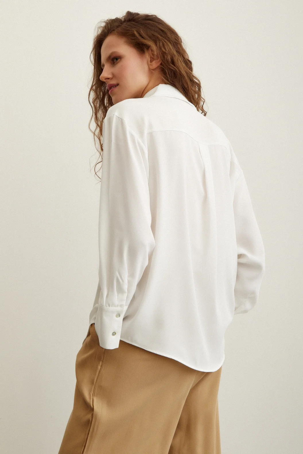 Satin Shirt with Lace Ecru