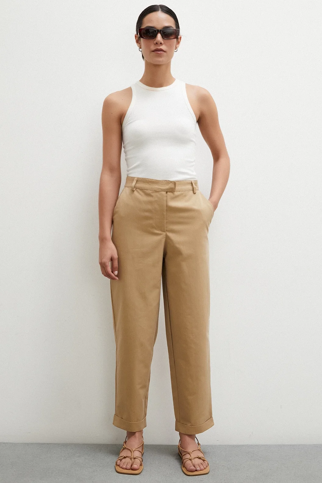 Double-Cuffed Pants Beige