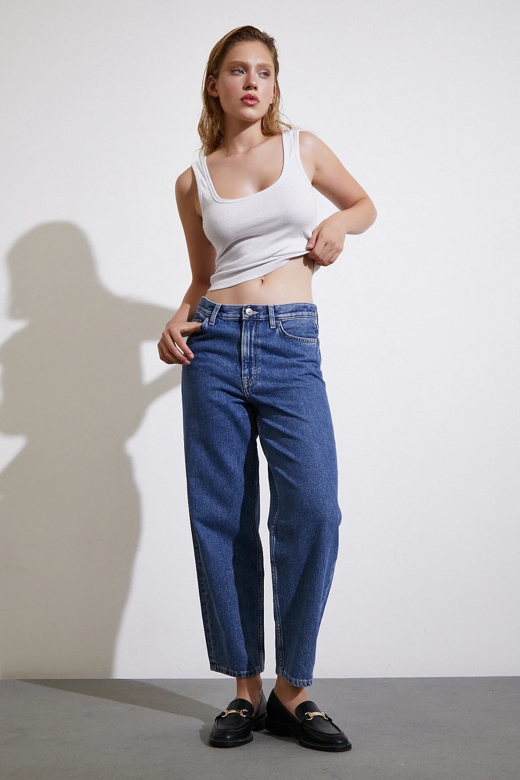 High Waist Mom Jeans Blau