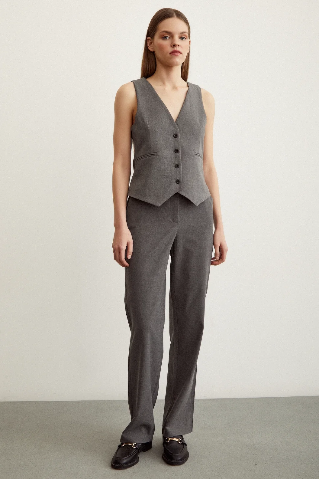 Klasik Boru Paça  Pantolon Gri