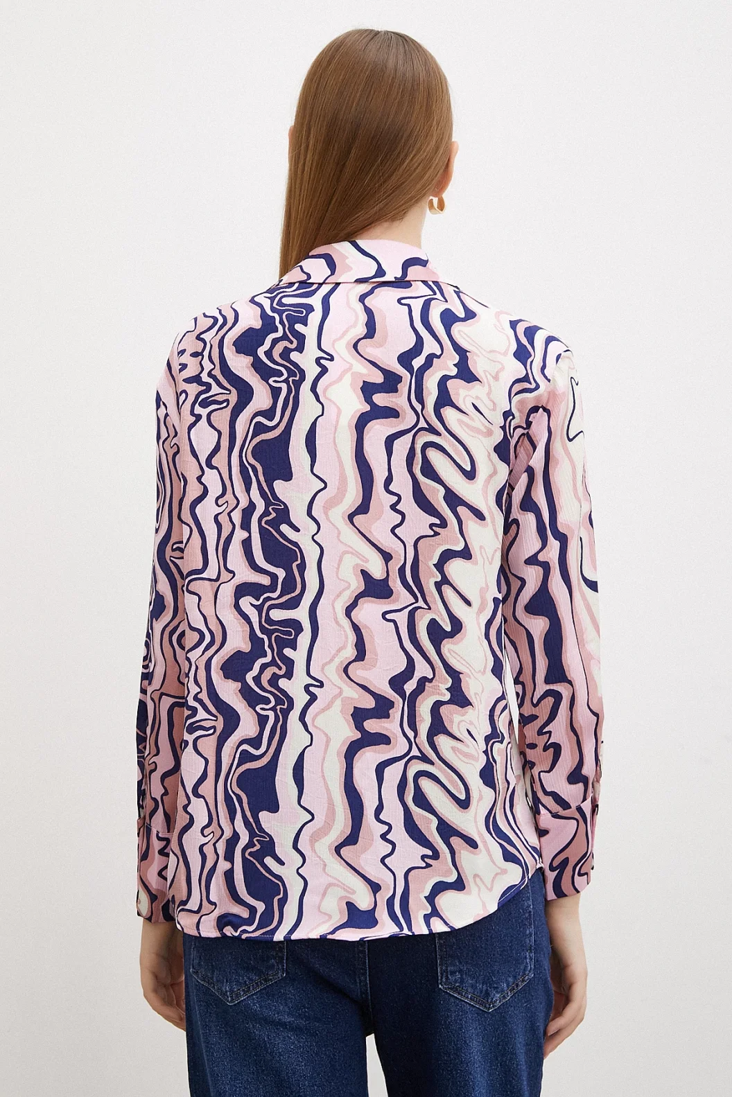 Wave-Effekt-Basic-Shirt Rosa