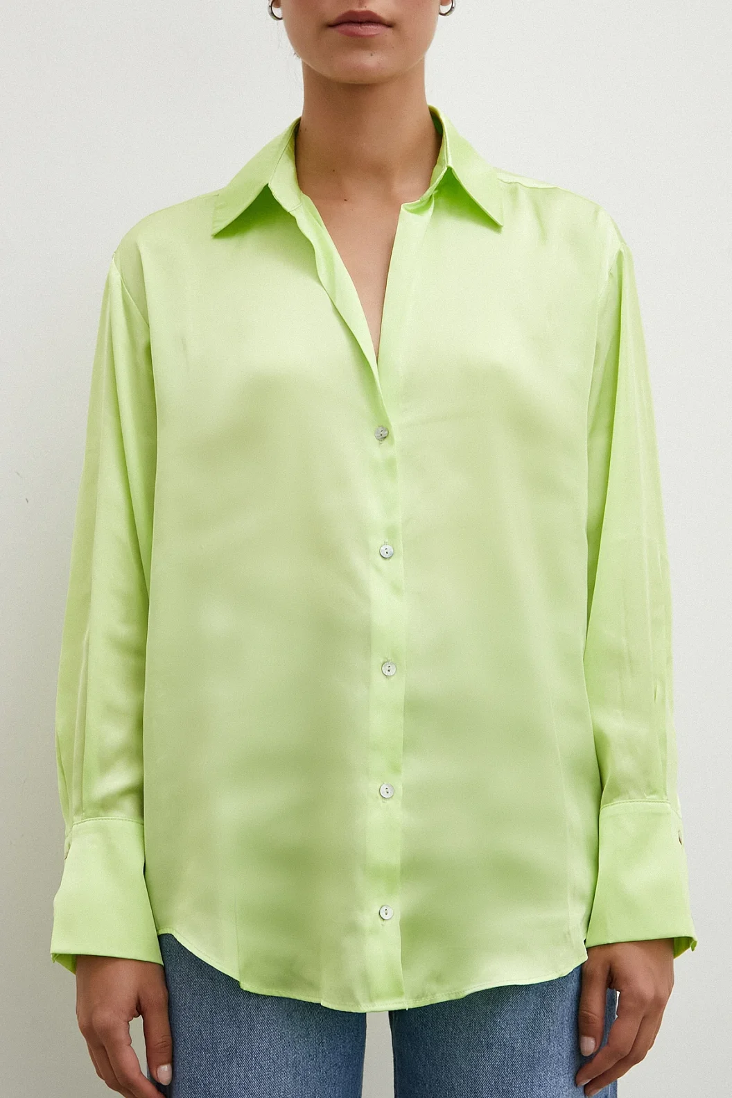 Basic Saten قميص أصفر