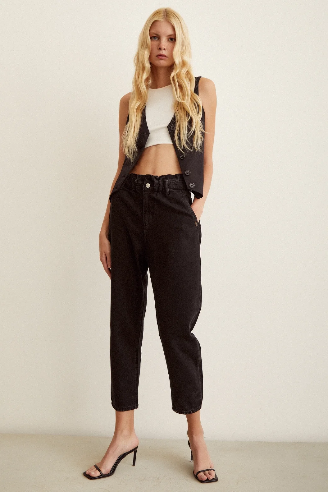 حزام مطاطي مريح جينز أم الطبيعي أسود