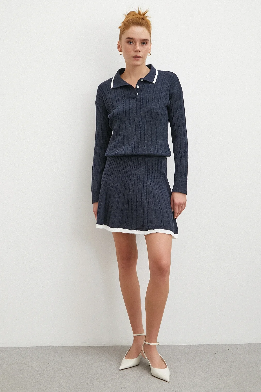 Polo Yaka Etekli Takım Lacivert