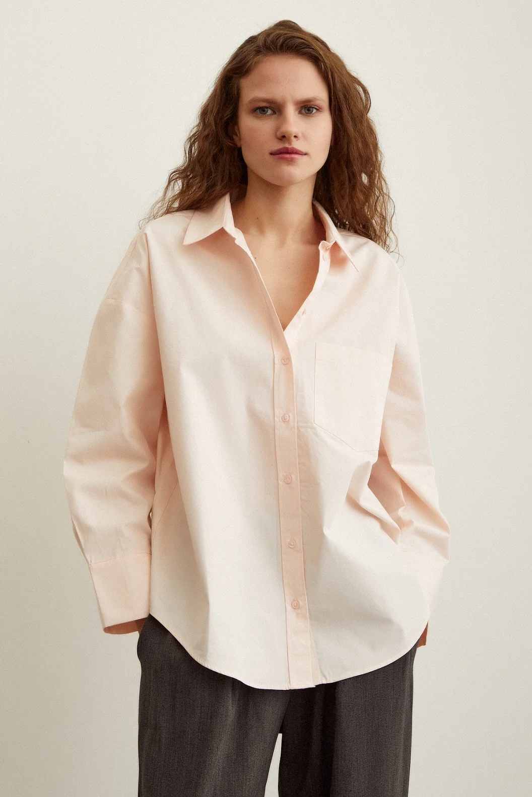 Cotton Textured Poplin Shirt Powder