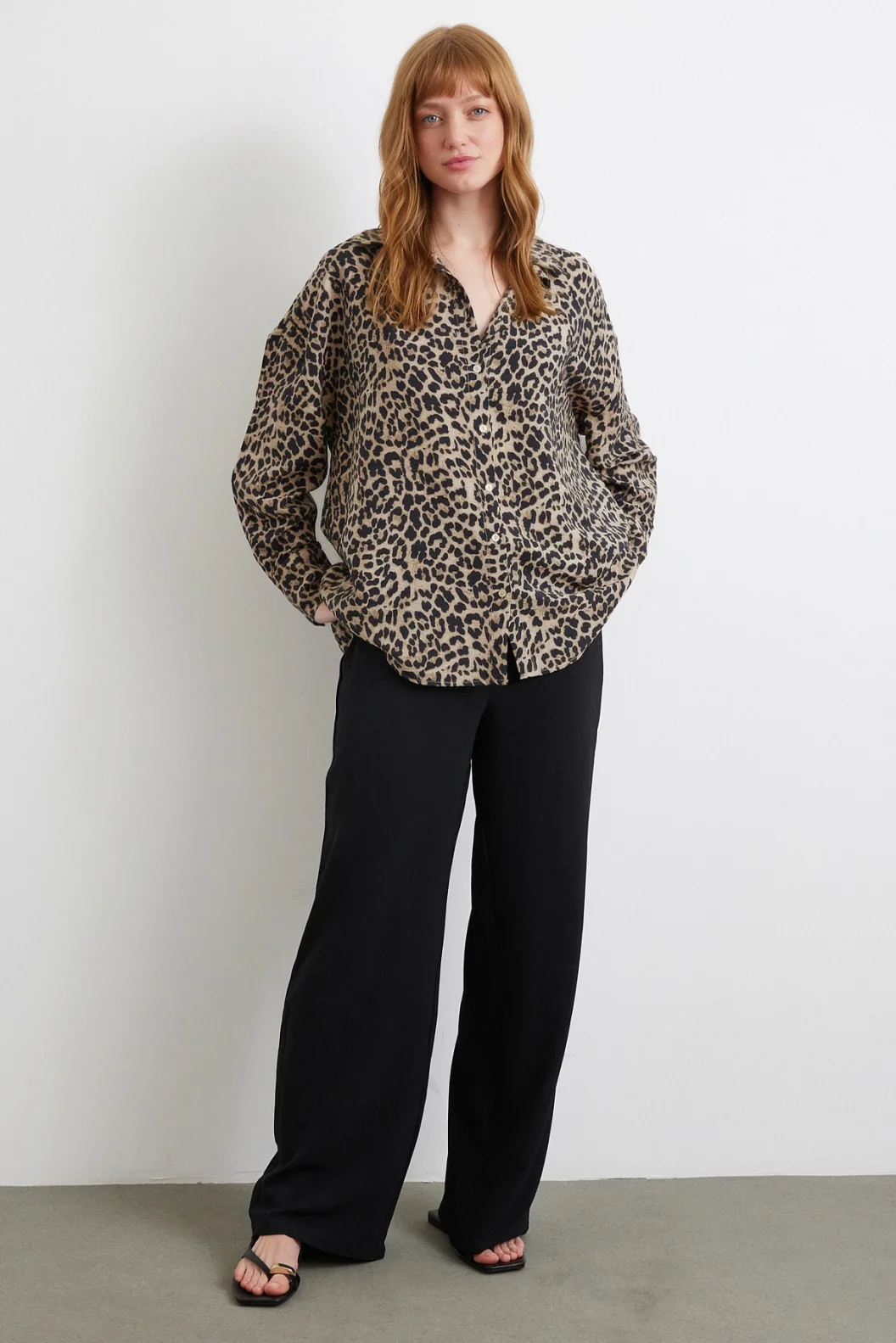 Leopardenmuster Java-Hemd Schwarz