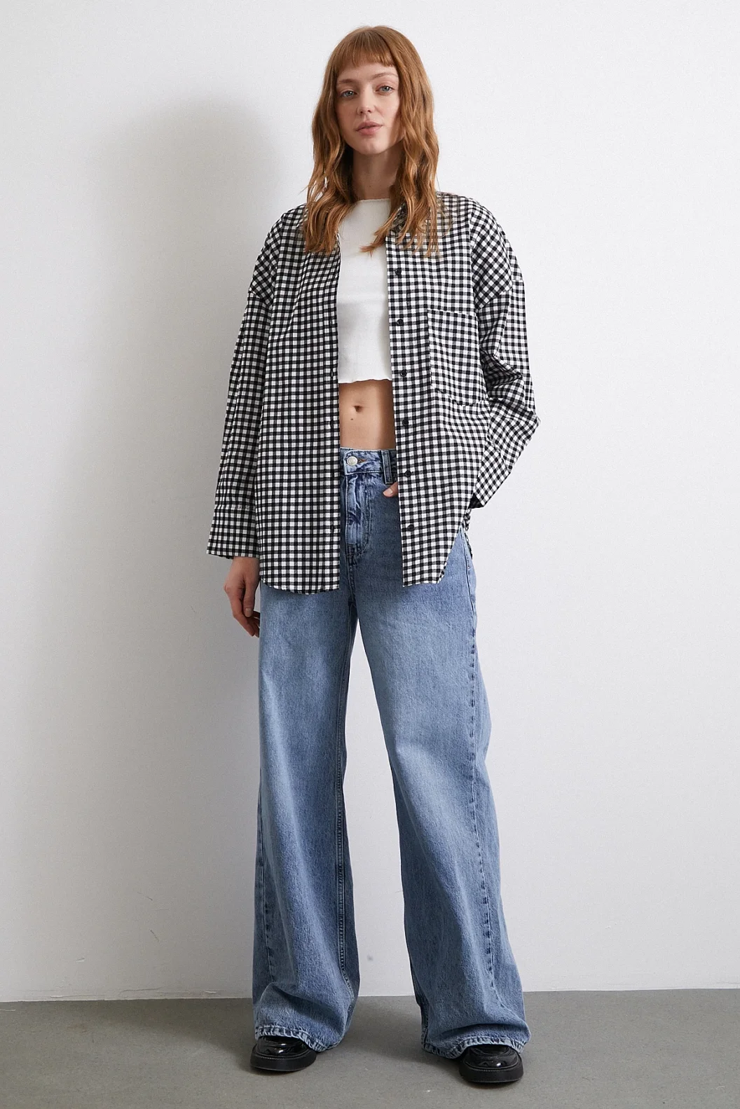 Pamuklu Ekose Gömlek Siyah