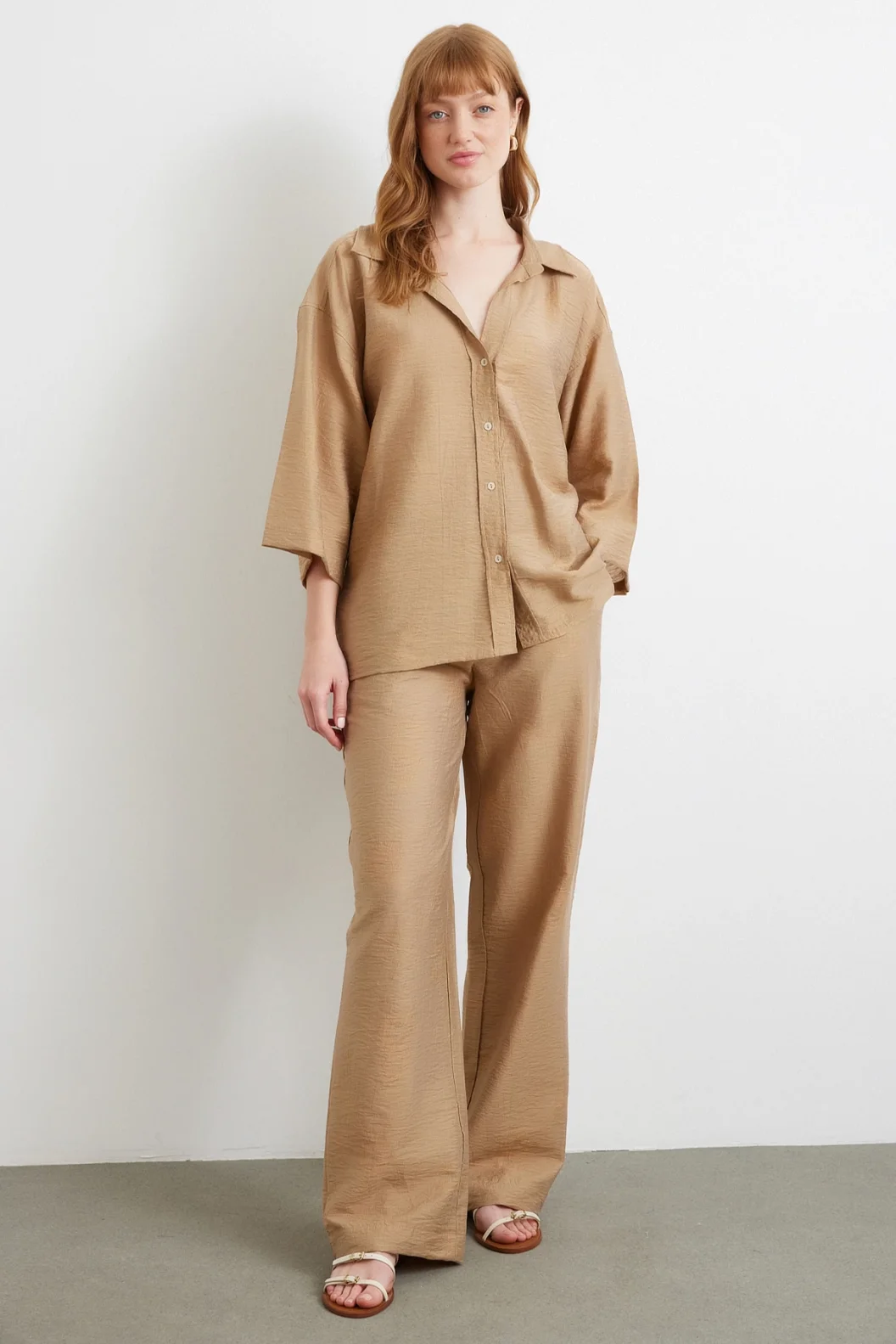 Arka Cepli Salaş Pantolon Kahve