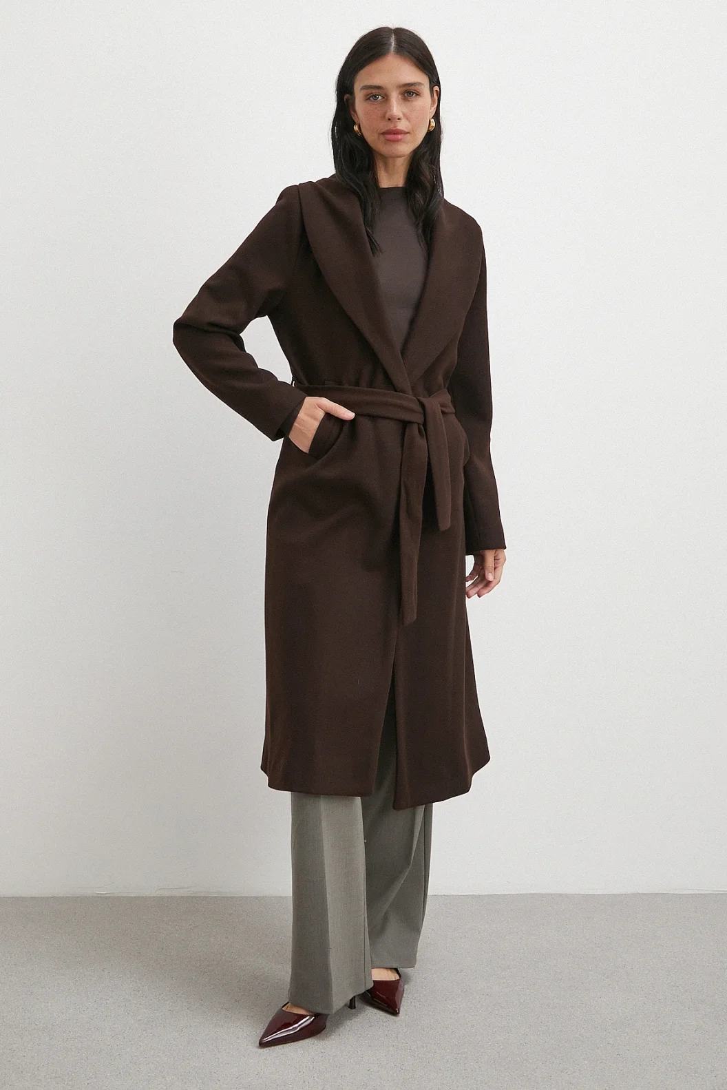 Kuşaklı Kaşe Kaban Kahve