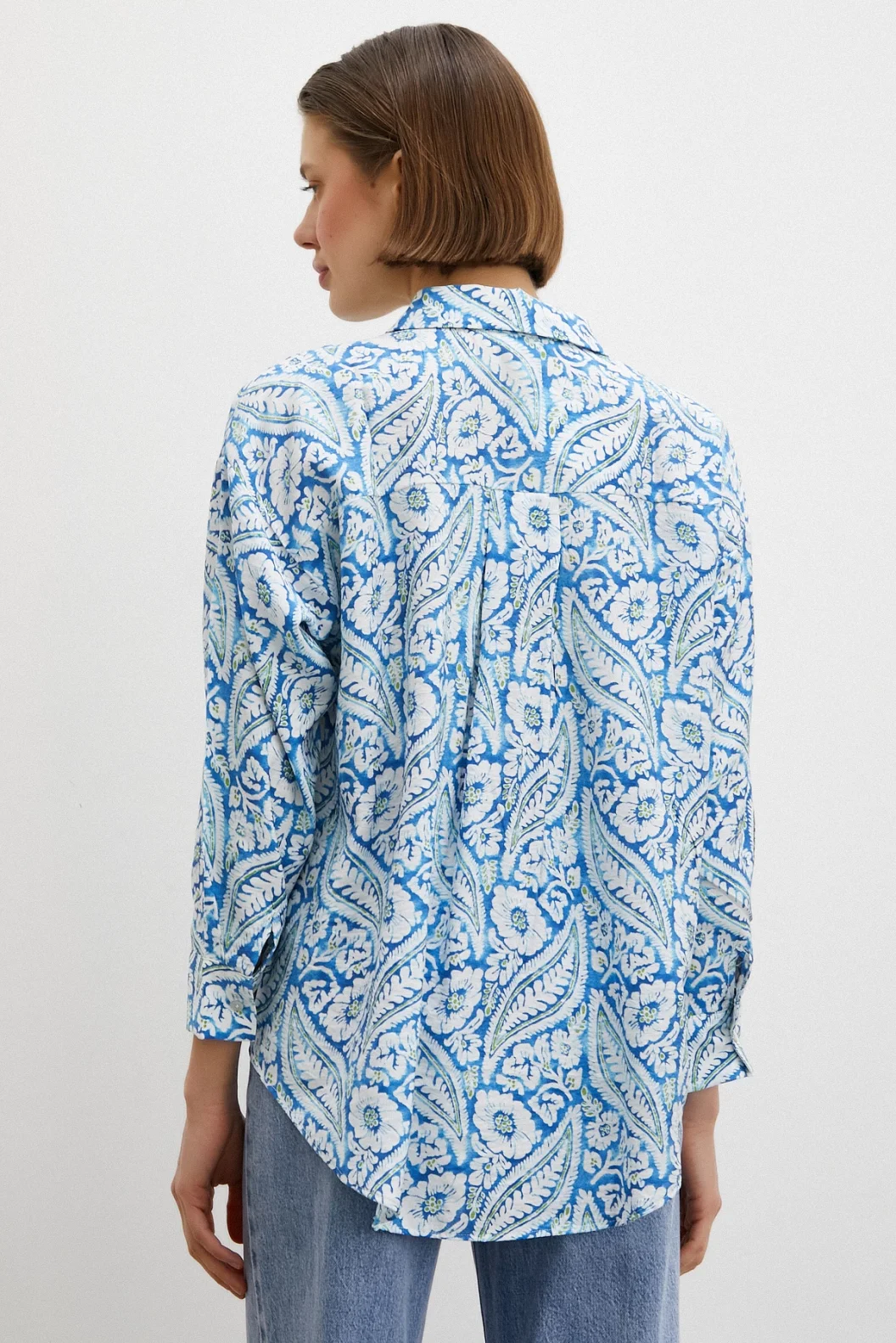 Schal Muster Modalhemd Blau