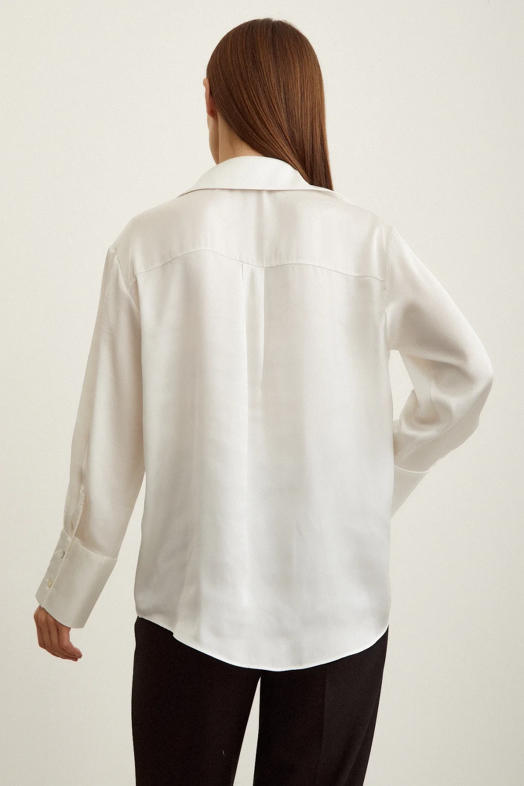 Basic Satin Bluse gebrochenes Weiß