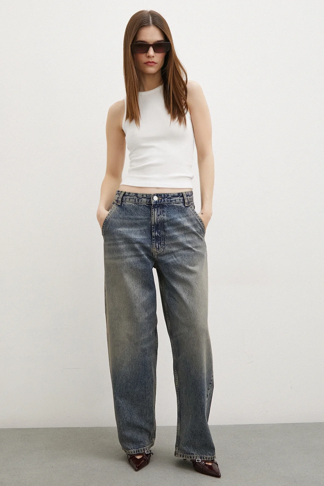 High Waist Baggy Jeans Navy