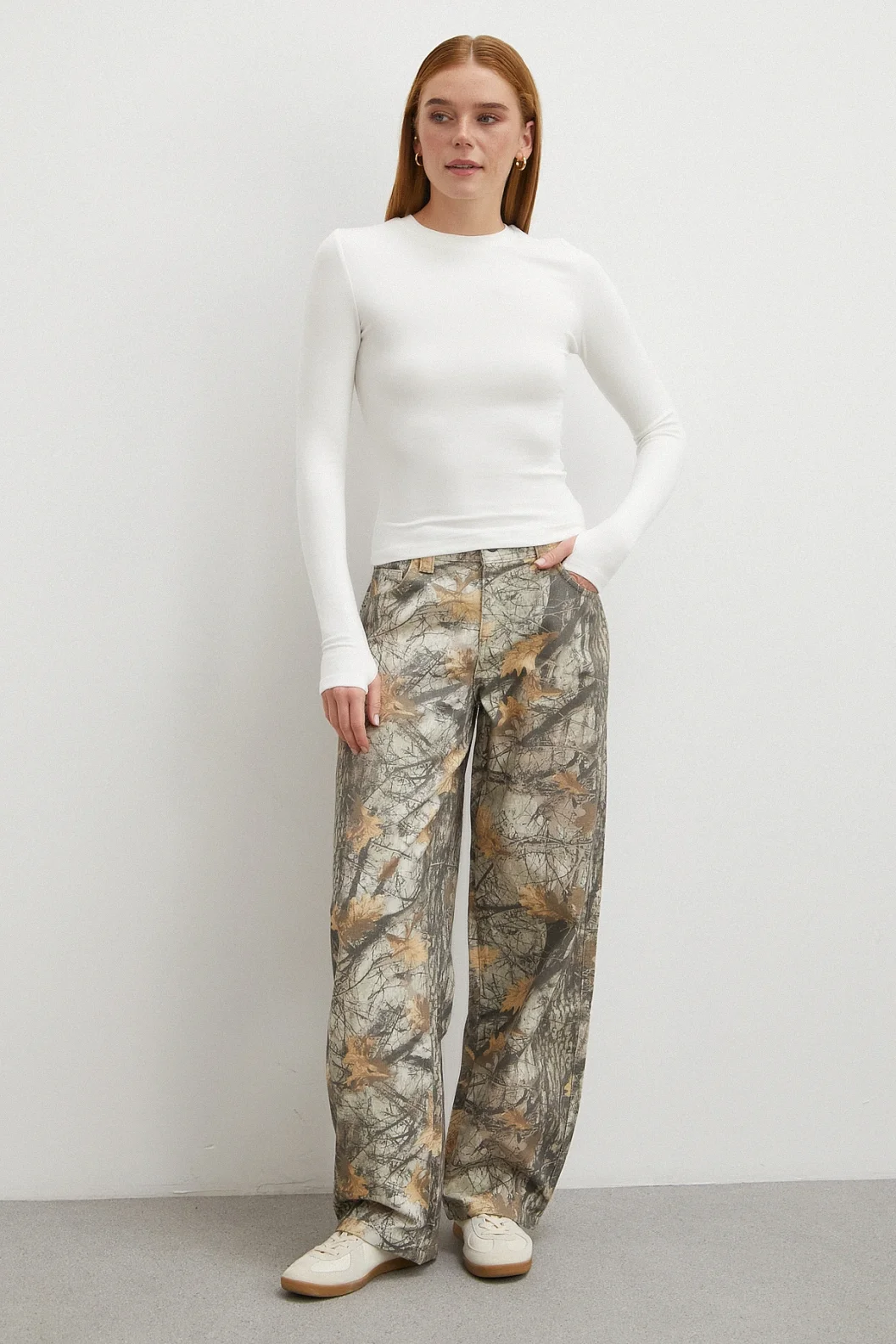 Desenli Boyfriend Premium Jean Bej